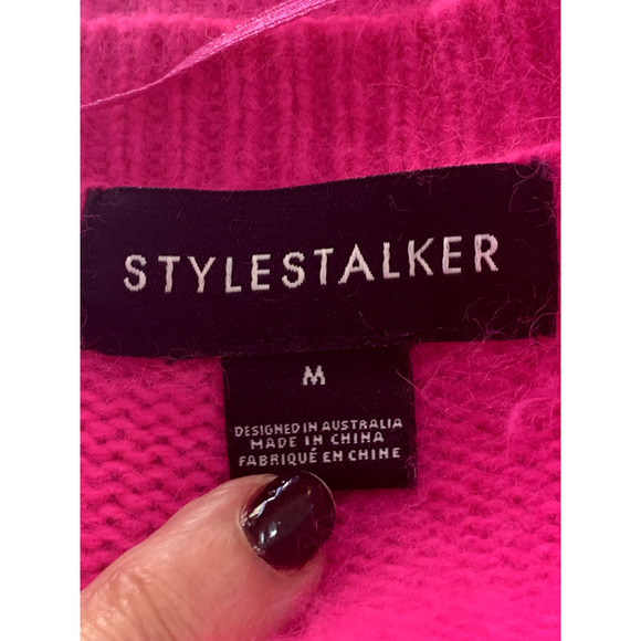 Stylestalker neon pink angora/wool sweater, bright, colorful, layering, medium - Picture 4 of 5